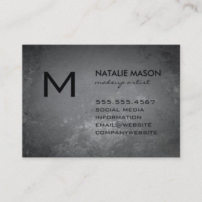 Rustic Grey Monogram Business Card (Front)