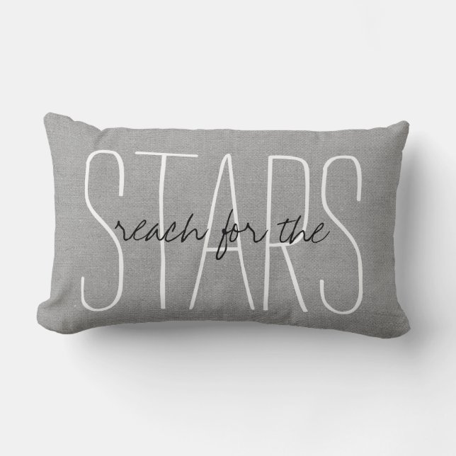Rustic Grey Reach for the Stars Lumbar Cushion (Front)