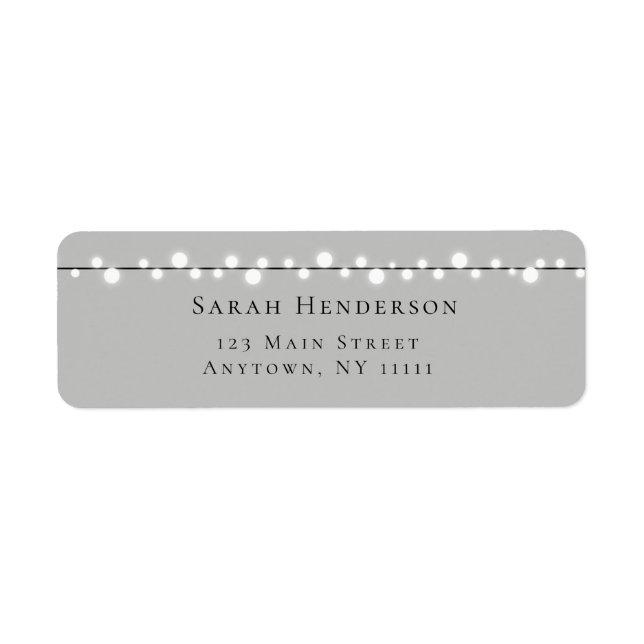 Rustic Grey String Lights Return Address Label (Front)