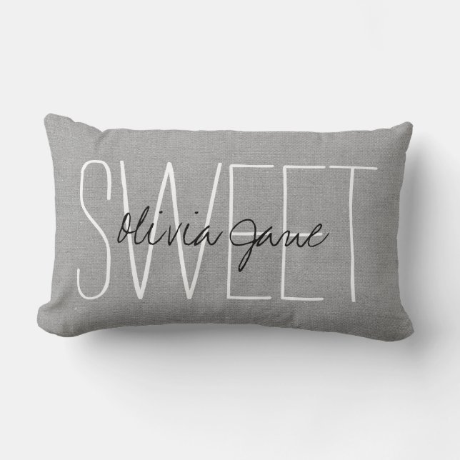 Rustic Grey Sweet Monogram Lumbar Cushion (Front)