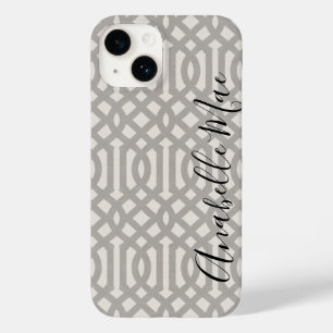 Rustic Grey Trellis Monogram Case-Mate iPhone 14 Case