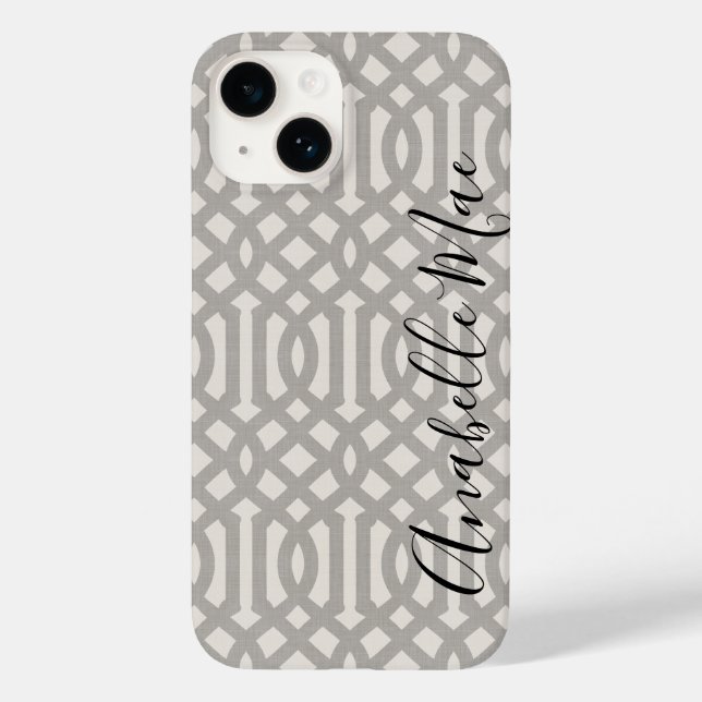 Rustic Grey Trellis Monogram Case-Mate iPhone Case (Back)
