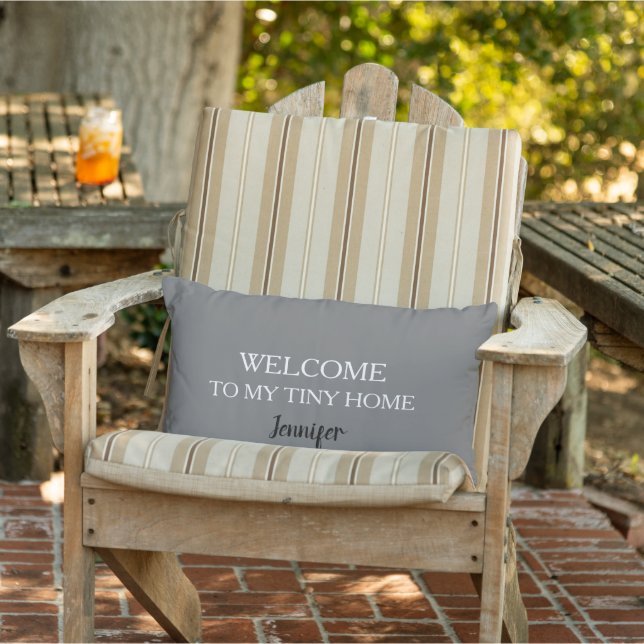 Rustic grey Welcome to my Tiny Home monogrammed Lumbar Cushion (Chair)