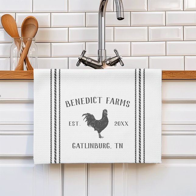 Rustic Grey & White Personalised Farm Name & Town Tea Towel (Creator Uploaded)