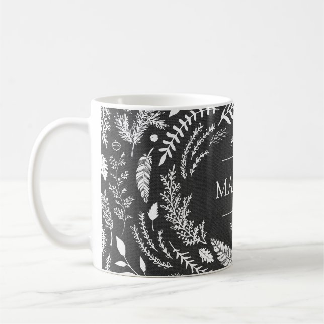 Rustic Grey Winter Monogram Coffee Mug (Left)