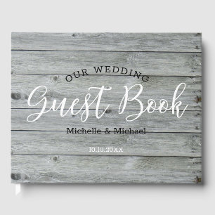 Rustic Grey Wood Country Wedding Guest Book