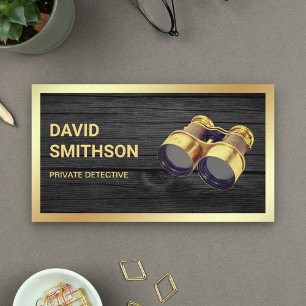 Rustic Grey Wood Private Investigator Detective Business Card