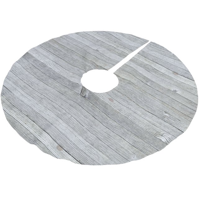 Rustic Grey Wooden Texture Brushed Polyester Tree Skirt (Angled)