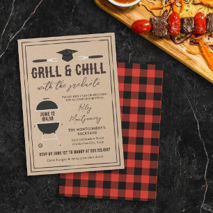 Rustic Grill & Chill Graduation BBQ Party Invitation