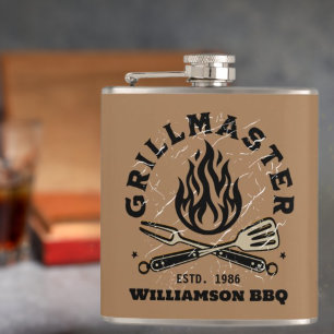 Rustic GRILLMASTER custom Vinyl Wrapped Flask