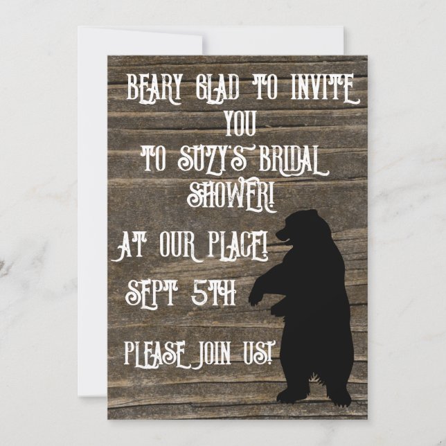 RUSTIC GRIZZLY BEAR BRIDAL SHOWER INVITATIONS (Front)