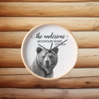 Rustic Grizzly Bear Cabin Decor Monogram 