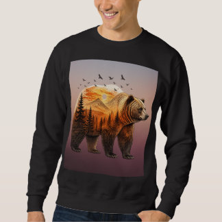 Rustic Grizzly Bear Landscape Sweatshirt