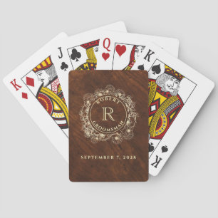Rustic Groomsman Monogram Playing Cards