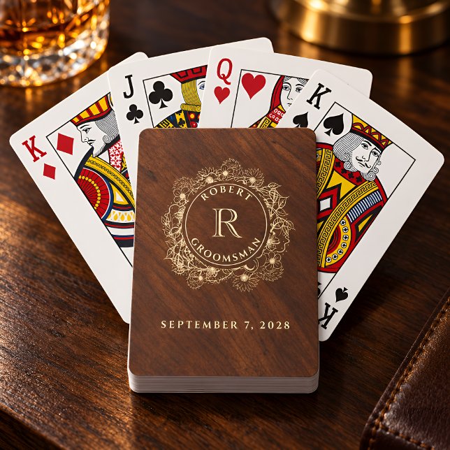 Rustic Groomsman Monogram Playing Cards (Creator Uploaded)