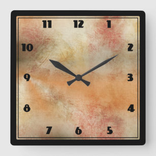 Rustic Grunge Abstract Design in Fall Colours Square Wall Clock