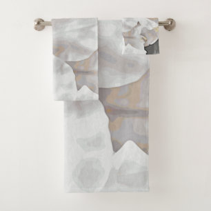 *~* Rustic Grunge Azalea Flowers White Neutral Bath Towel Set