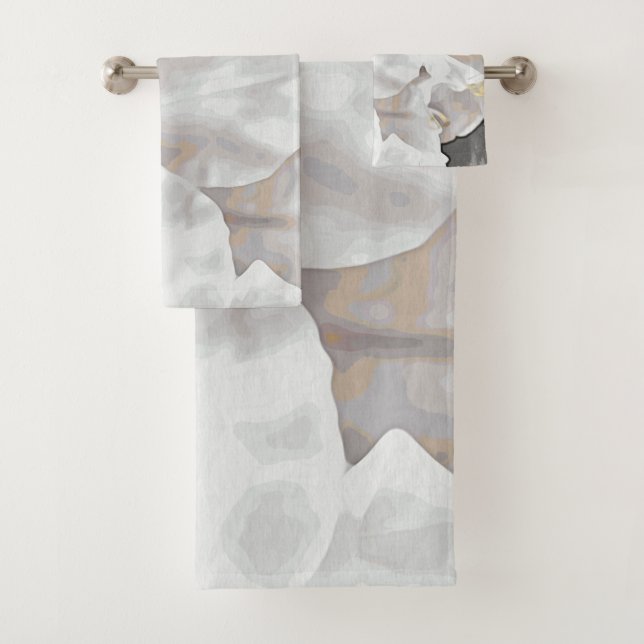 *~* Rustic Grunge Azalea Flowers White Neutral  Bath Towel Set (Insitu)