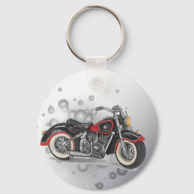 Rustic grunge Motorcyle Biker Wedding Key Ring (Front)