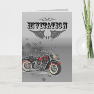 Rustic grunge Motorcyle Biker Wedding Thank You Card