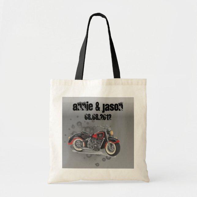 Rustic grunge Motorcyle Biker Wedding Tote Bag (Front)