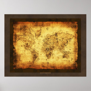 Rustic Grunge Old World Map Poster (large)