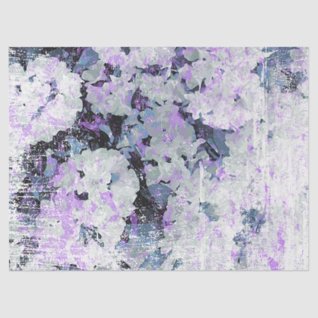 *~* Rustic Grunge Rhododendron Flowers White Pink Tissue Paper (Front)