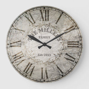 Rustic Grunge Style Custom Family Name Wall Clock