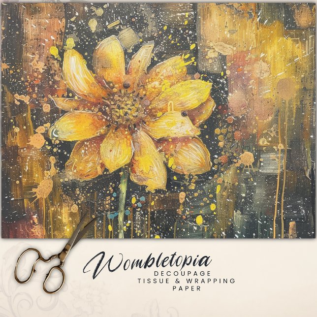 Rustic Grunge Sunflower Abstract Floral Decoupage Tissue Paper (Creator Uploaded)
