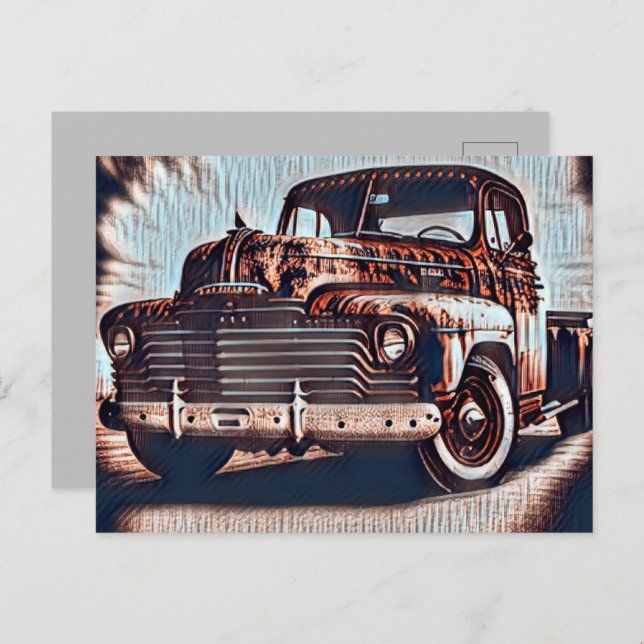 Rustic Grunge Truck - A Vintage Beauty Postcard (Front/Back)