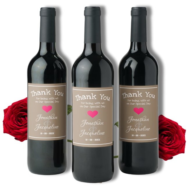 Rustic Guest Favours Chic Beige And White Wedding  Wine Label (Modern Cool, Rustic Chic Wedding Guest Favors Wine Labels.)