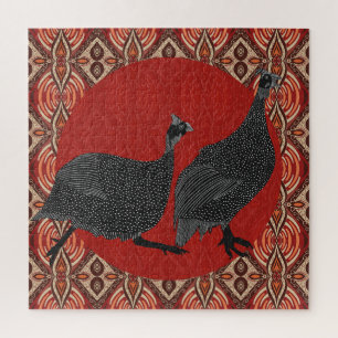 Rustic Guinea Fowl Birds Walking Jigsaw Puzzle