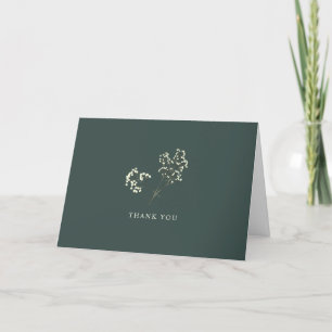 Rustic Gypsophila Emerald Green Wedding Thank You Card