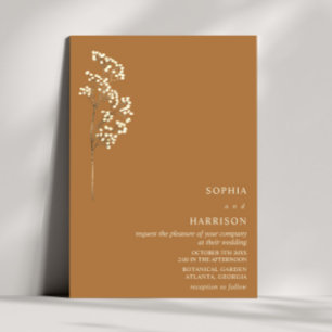 Rustic Gypsophila Goldenrod Fall Wedding  Invitation