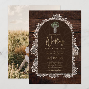 Rustic Gypsophila Lace PHOTO WEDDING INVITATION