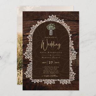 Rustic Gypsophila Lace PHOTO WEDDING INVITATION