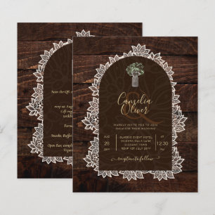 Rustic Gypsophila Lace PHOTO WEDDING INVITATION