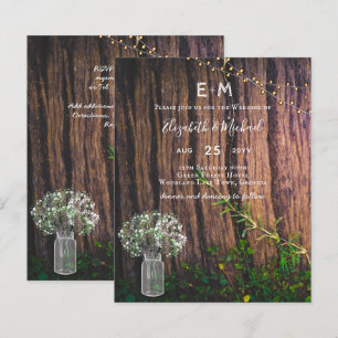Rustic Gypsophila Lights Mason Jars BUDGET Invite
