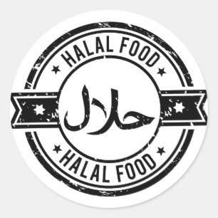 Rustic Halal Food English Arabic Business Classic Round Sticker