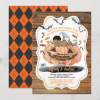 Rustic Halloween baby boy shower pumpkin spooky
