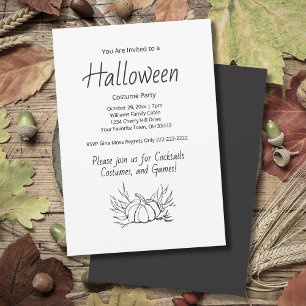 Rustic Halloween Costume Party Simple Pumpkin Invitation
