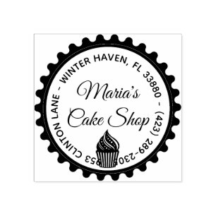 Rustic Hand Draw Cake Shop Return Address Rubber Stamp