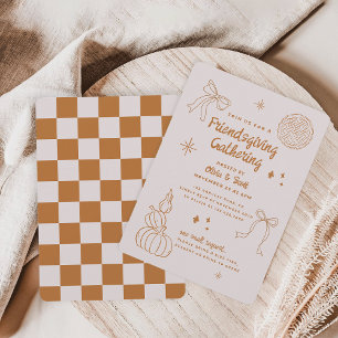 Rustic Hand Drawn Doodle Fall Friendsgiving Invitation