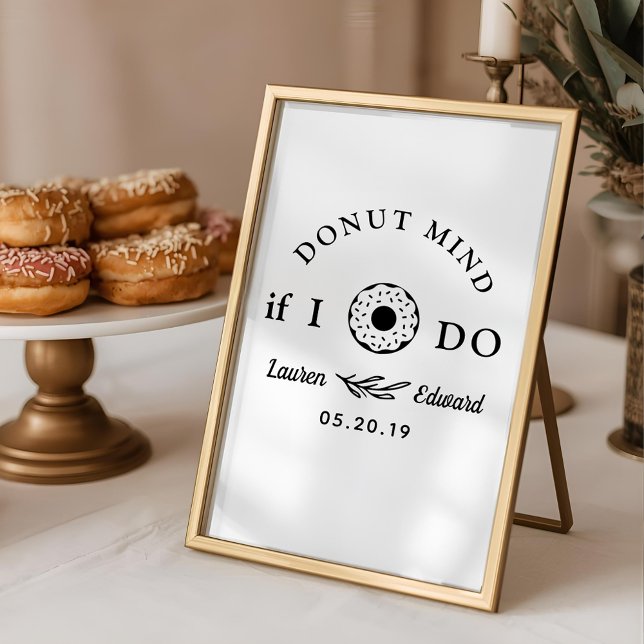 Rustic Hand Drawn Doughnut Mind If I Do Wedding Ta Poster (Creator Uploaded)