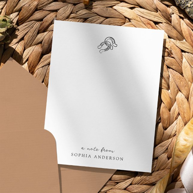 Rustic Hand-Drawn Horseshoe | Monogram Card (Creator Uploaded)