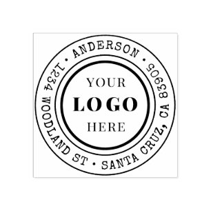 Rustic Hand-drawn Round Logo Return Address Rubber Stamp