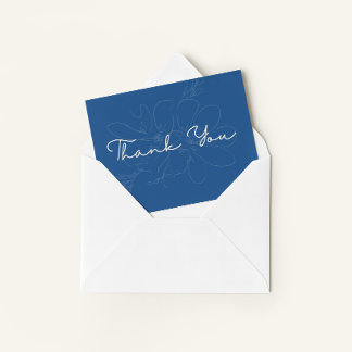 Rustic Hand-Drawn Wildflower Blue Thank You Card