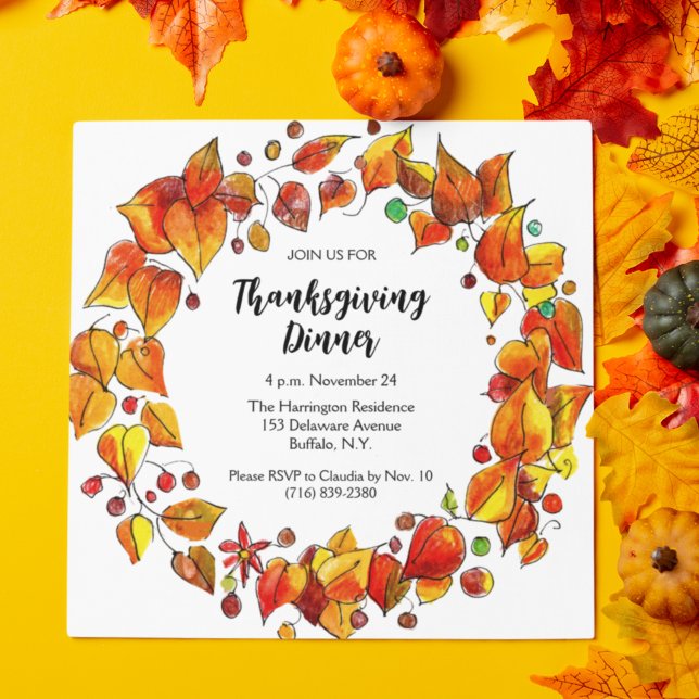 Rustic Hand-Illustrated Thanksgiving Dinner Invitation (Creator Uploaded)