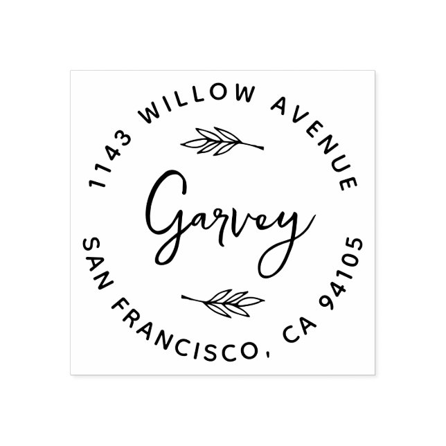 Rustic Hand-Lettered Family Name Return Address Rubber Stamp (Imprint)