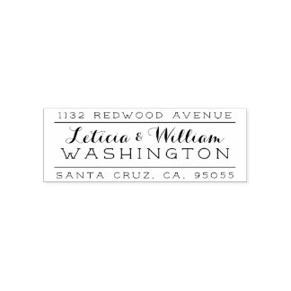 Rustic Hand-Lettered Script Married Couple Address Self-inking Stamp